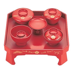 男の子用 お食い初め食器 祝膳 松竹梅 総本朱のレンタル | 男の子用 お